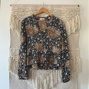 A.L.C. Black and Gold Patterned Blouse